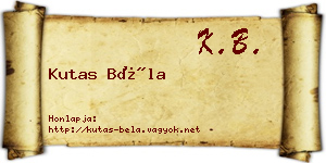 Kutas Béla névjegykártya