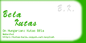 bela kutas business card